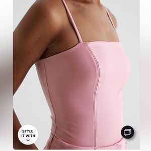 EXPRESS Body Contour Faux Leather Cami Bodysuit Pink Size XS